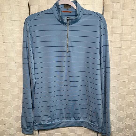 Fennec Men’s 1/4 Zip Golf Pullover Size Medium Blue Stripes Lightweight - Picture 1 of 8